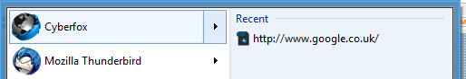 Cyberfox Classic Start Menu Jump List.png