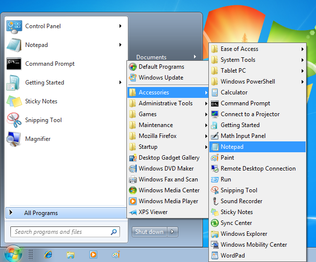 Cascading menu